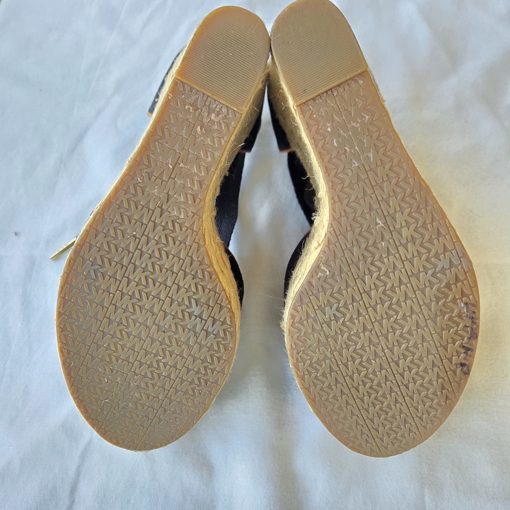Michael Kors Lilah Black Canvas Lace-Up Platform Espadrille Wedges - Size 7.5 - Picture 9 of 12